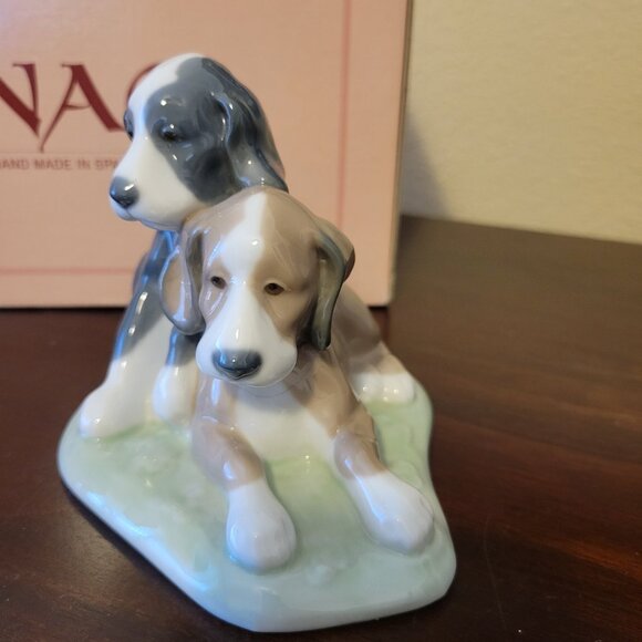 Lladro NAO Spanish Porcelain Two Pups Dog Figurine #1046 Dos Cachorros With Box - Picture 3 of 12